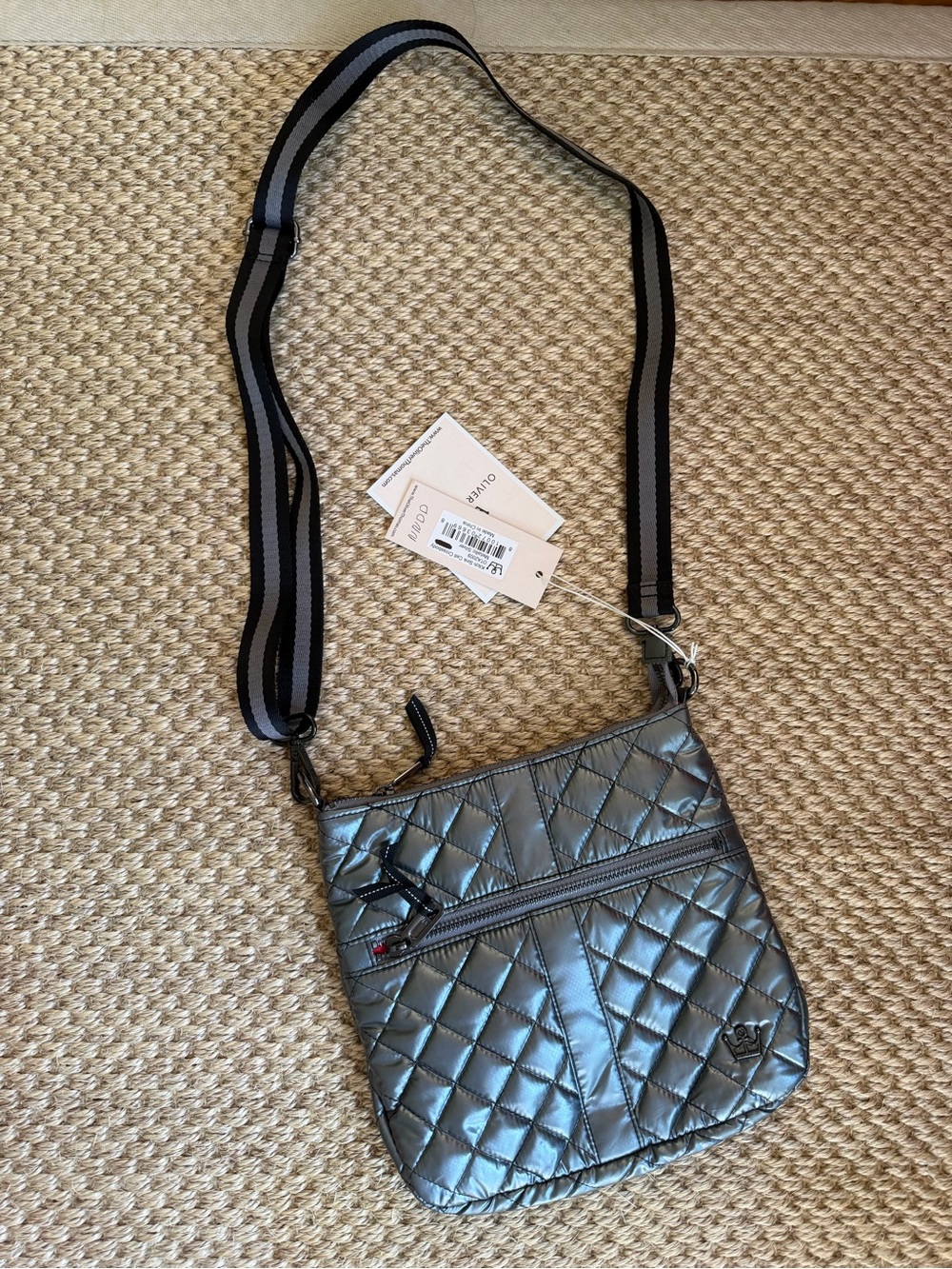 Oliver Thomas Quilted Metallic Crossbody Bag - Silver
